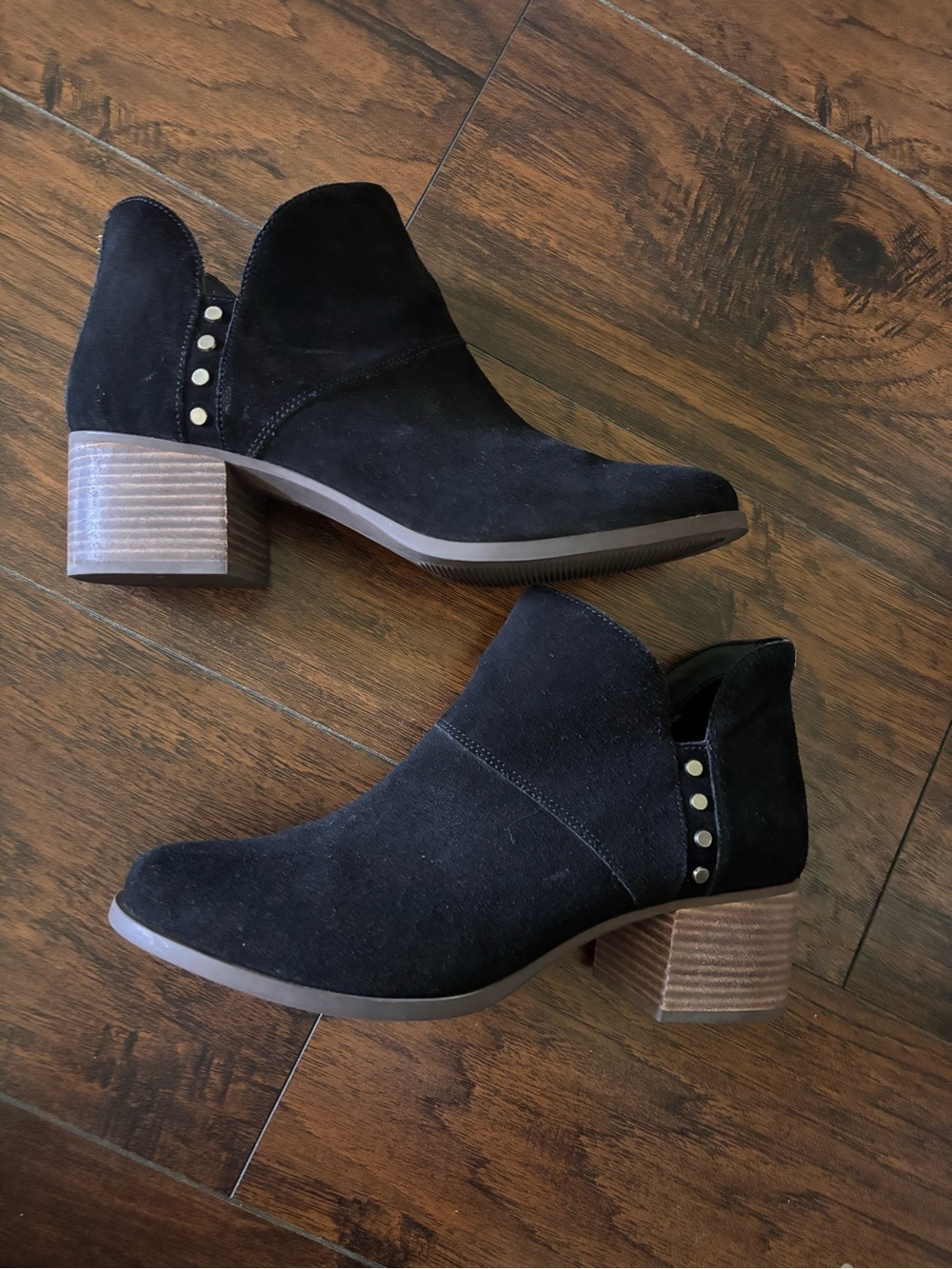 Koolaburra Black Suede Ankle Booties with Stud Accents